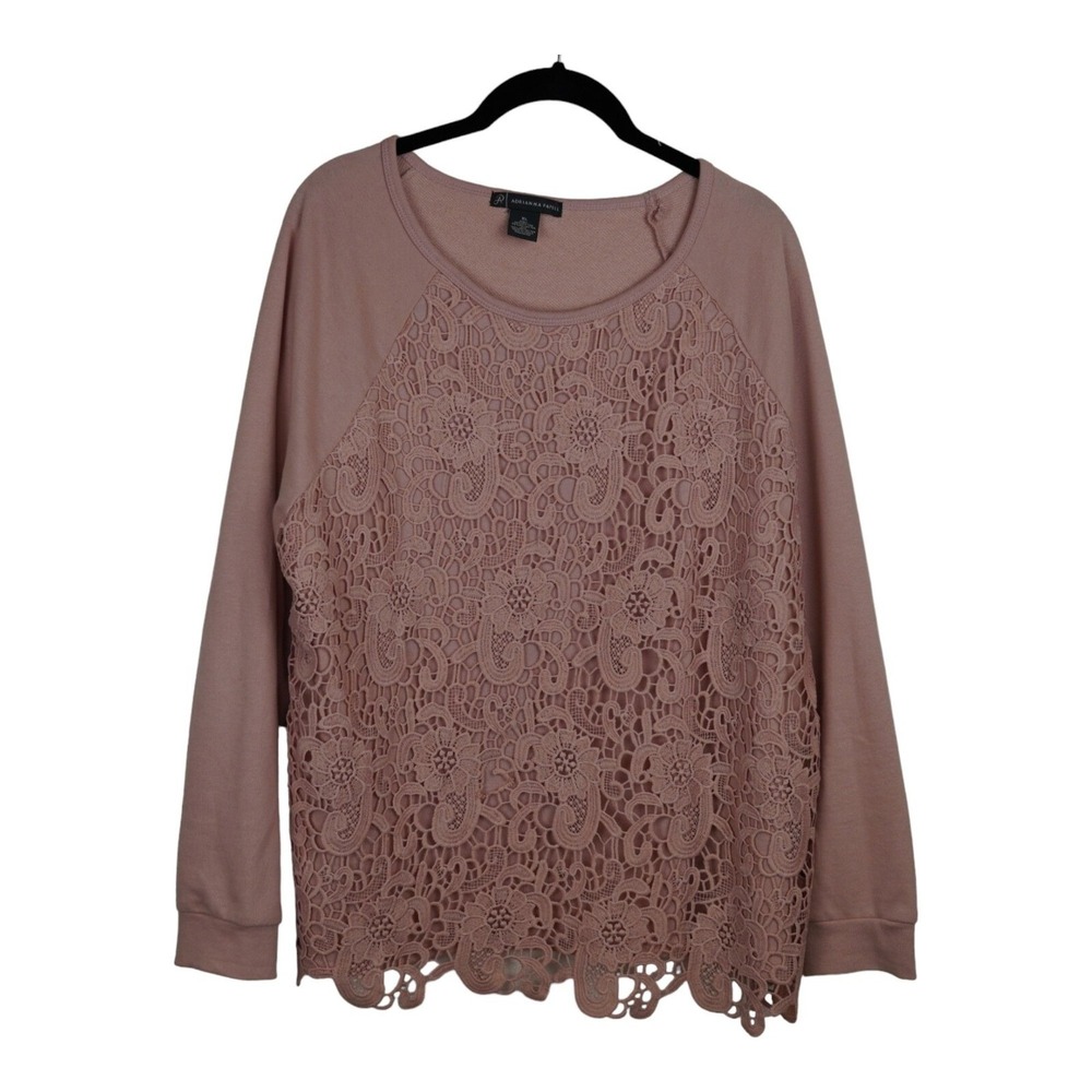 Adrianna Papell Lace Top Women's Size XL Blush Pink‎ Long Sleeve